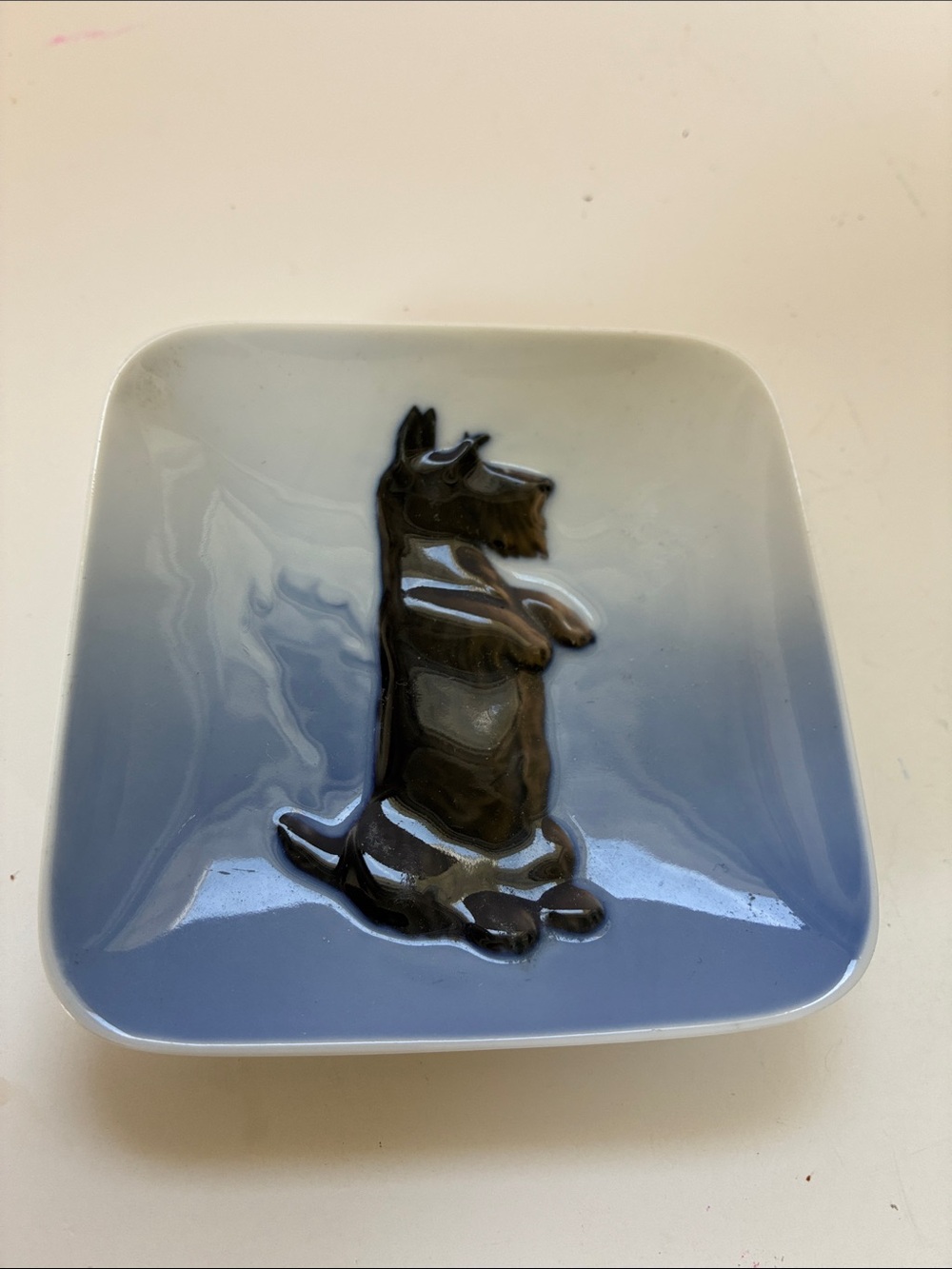 Vintage Royal Copenhagen Scottie Dog Porcelain Dish Trinket 3662